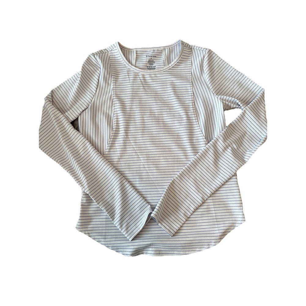 T/S by thrive Blue And White Stripe Athletic Long Sleeve Top Sz Small